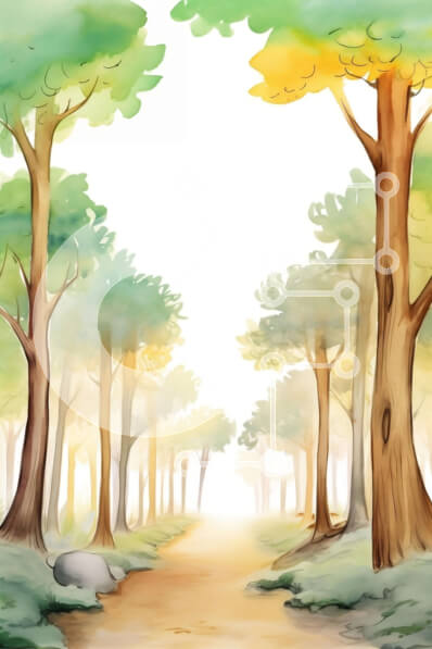 Σετ των 2 Intra Συλλεκτικό Ξύλινο Παζλ Plywood  4mm - Ζωγραφική με ακουαρέλα Idyllic Forest Path Σε Ξύλινο Κουτί - Διαστάσεις: 10x10 cm – 25 κομμάτια