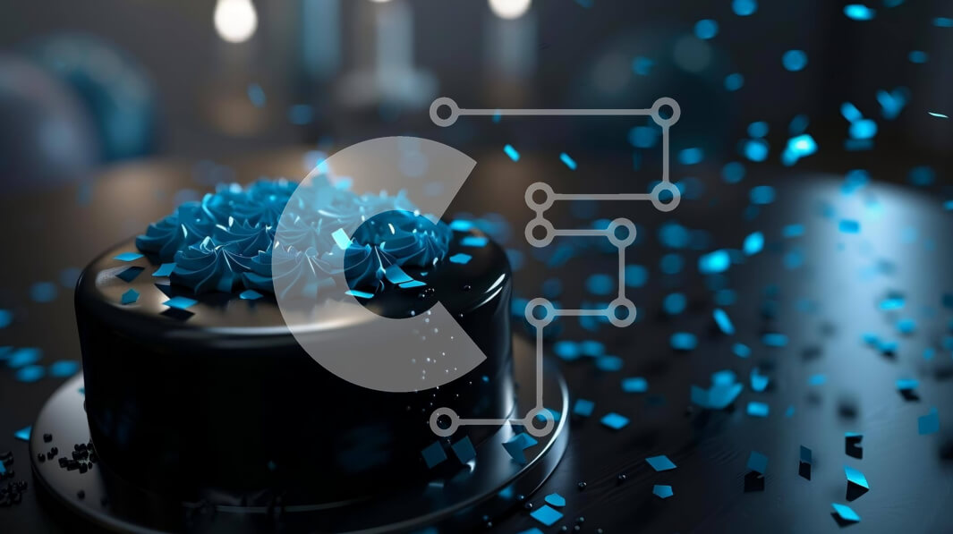 Intra Συλλεκτικό Ξύλινο Παζλ Plywood  4mm - Εορταστική μαύρη τούρτα με μπλε κομφετί και κεριά Σε Ξύλινο Κουτί - Διαστάσεις: 10x10 cm – 25 κομμάτια