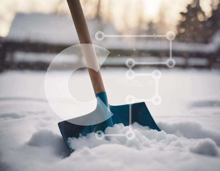 Intra Συλλεκτικό Ξύλινο Παζλ Plywood  4mm - Φτυάρι χιονιού στο χειμερινό τοπίο Σε Ξύλινο Κουτί - Διαστάσεις Puzzle: 10x10 cm – 25 κομμάτια