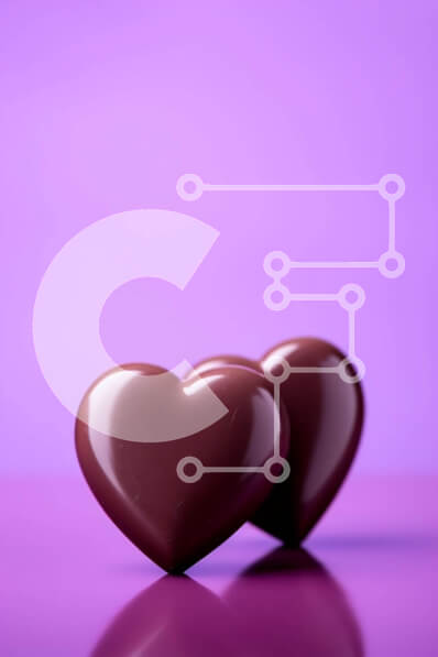 Intra Συλλεκτικό Ξύλινο Παζλ Plywood  4mm - Σοκολάτες σε σχήμα καρδιάς σε μωβ φόντο Σε Ξύλινο Κουτί - Διαστάσεις: 10x10 cm – 25 κομμάτια