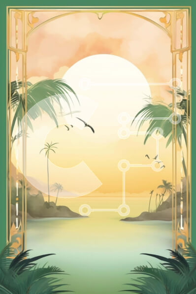 Σετ των 2 Intra Συλλεκτικό Ξύλινο Παζλ Plywood  4mm - Τροπικό τοπίο με πλαίσιο πουλιά και φοίνικα Σε Ξύλινο Κουτί - Διαστάσεις: 10x10 cm – 25 κομμάτια