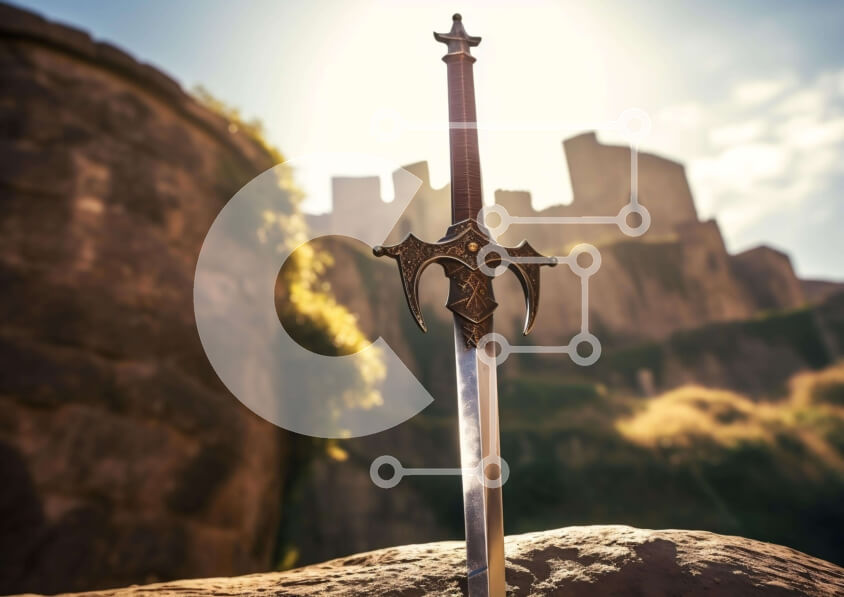 Intra Συλλεκτικό Ξύλινο Παζλ Plywood  4mm - Μεγάλο ξίφος σε βράχους Σε Ξύλινο Κουτί - Διαστάσεις: 10x10 cm – 25 κομμάτια