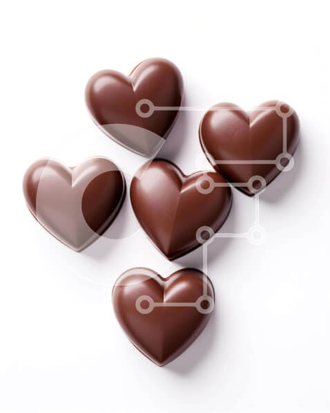 Σετ των 2 Intra Συλλεκτικό Ξύλινο Παζλ Plywood  4mm - Καραμέλες σοκολάτας σε σχήμα καρδιάς σε άσπρο φόντο Σε Ξύλινο Κουτί - Διαστάσεις: 10x10 cm – 25 κομμάτια