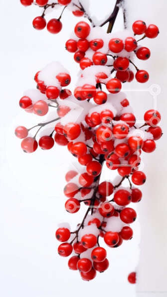 Σετ των 2 Intra Συλλεκτικό Ξύλινο Παζλ Plywood  4mm - Χιονισμένο κλαδί με κόκκινα μούρα Σε Ξύλινο Κουτί - Διαστάσεις: 10x10 cm – 25 κομμάτια