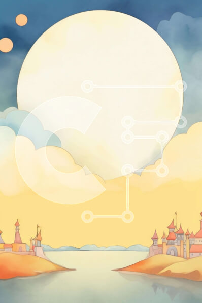 Σετ των 2 Intra Συλλεκτικό Ξύλινο Παζλ Plywood  4mm - Νησιωτικό τοπίο που μοιάζει με κινούμενα σχέδια με το κάστρο και το φεγγάρι Σε Ξύλινο Κουτί - Διαστάσεις: 10x10 cm – 25 κομμάτια