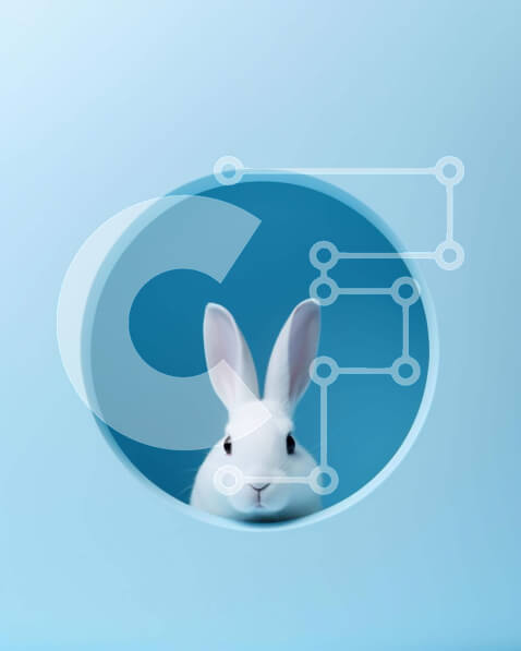 Σετ των 2 Intra Συλλεκτικό Ξύλινο Παζλ Plywood  4mm - Λευκό λαγουδάκι σε μπλε φόντο Σε Ξύλινο Κουτί - Διαστάσεις: 10x10 cm – 25 κομμάτια