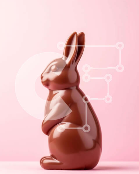 Intra Συλλεκτικό Ξύλινο Παζλ Plywood  4mm - Σοκολατένιο λαγουδάκι σε ροζ φόντο για το Πάσχα Σε Ξύλινο Κουτί - Διαστάσεις: 10x10 cm – 25 κομμάτια