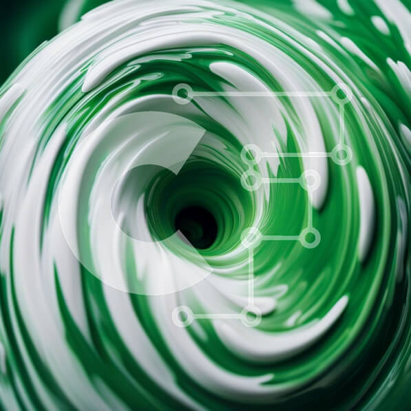 Intra Συλλεκτικό Ξύλινο Παζλ Plywood  4mm - Puzzle με Θέμα Abstract Art: Swirl of Green and White Paint Vortex Σε Ξύλινο Κουτί - Διαστάσεις Puzzle: 10x10 cm – 25 κομμάτια