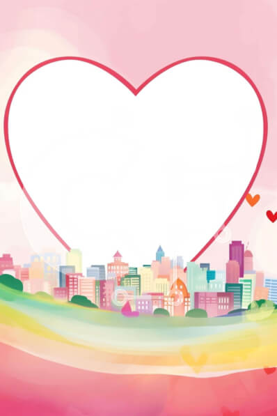 Intra Συλλεκτικό Ξύλινο Παζλ Plywood  4mm - Πλαίσιο σε σχήμα καρδιάς σε αστικό τοπίο Σε Ξύλινο Κουτί - Διαστάσεις Puzzle: 10x10 cm – 25 κομμάτια