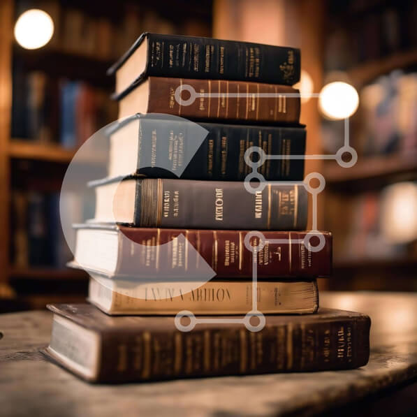 Intra Συλλεκτικό Ξύλινο Παζλ Plywood  4mm - Στοίβα από βιβλία με λάμπες στο φόντο Σε Ξύλινο Κουτί - Διαστάσεις Puzzle: 10x10 cm – 25 κομμάτια