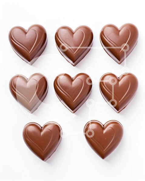 Σετ των 2 Intra Συλλεκτικό Ξύλινο Παζλ Plywood  4mm - Ομάδα καραμέλες σοκολάτας σε σχήμα καρδιάς σε άσπρο φόντο Σε Ξύλινο Κουτί - Διαστάσεις: 10x10 cm – 25 κομμάτια