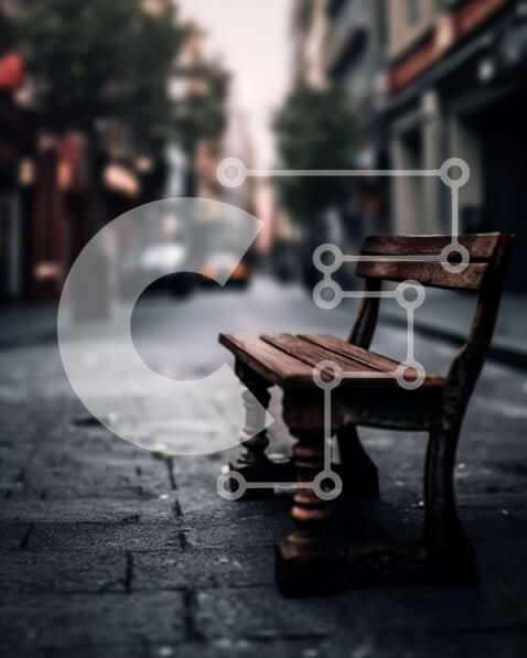 Intra Συλλεκτικό Ξύλινο Παζλ Plywood  4mm - Ξεπερασμένος ξύλινος πάγκος στην καρδιά της πόλης Σε Ξύλινο Κουτί - Διαστάσεις Puzzle: 10x10 cm – 25 κομμάτια