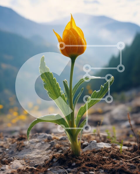 Intra Συλλεκτικό Ξύλινο Παζλ Plywood  4mm - Όμορφη εικόνα ενός ενιαίου κίτρινου λουλουδιού τουλίπας σε φυσικό περιβάλλον Σε Ξύλινο Κουτί - Διαστάσεις: 10x10 cm – 25 κομμάτια