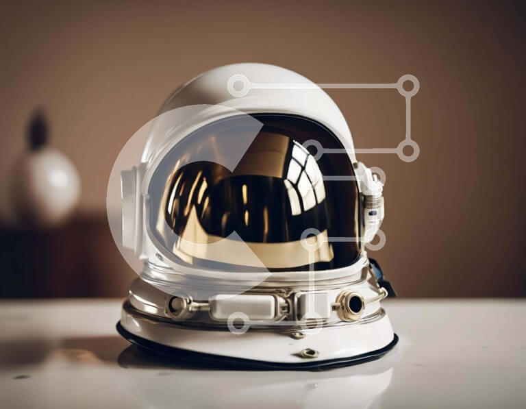 Intra Συλλεκτικό Ξύλινο Παζλ Plywood  4mm - Κράνος αστροναυτών για ταξίδια και εξερεύνηση στο διάστημα Σε Ξύλινο Κουτί - Διαστάσεις Puzzle: 10x10 cm – 25 κομμάτια