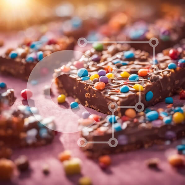 Σετ των 2 Intra Συλλεκτικό Ξύλινο Παζλ Plywood  4mm - Γκρο πλαν φωτογραφία του κέικ σοκολάτας με πολύχρωμα ψεκασμούς Σε Ξύλινο Κουτί - Διαστάσεις: 10x10 cm – 25 κομμάτια