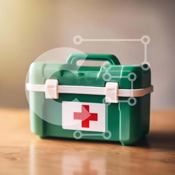 Intra Συλλεκτικό Ξύλινο Παζλ Plywood  4mm - Πράσινο κουτί πρώτων βοηθειών σε ξύλινο τραπέζι Σε Ξύλινο Κουτί - Διαστάσεις Puzzle: 10x10 cm – 25 κομμάτια