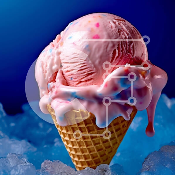 Σετ των 2 Intra Συλλεκτικό Ξύλινο Παζλ Plywood  4mm - Νόστιμο ροζ παγωτό με ψεκασμούς σε χωνάκι βάφλας σε μπλε επιφάνεια Σε Ξύλινο Κουτί - Διαστάσεις: 10x10 cm – 25 κομμάτια