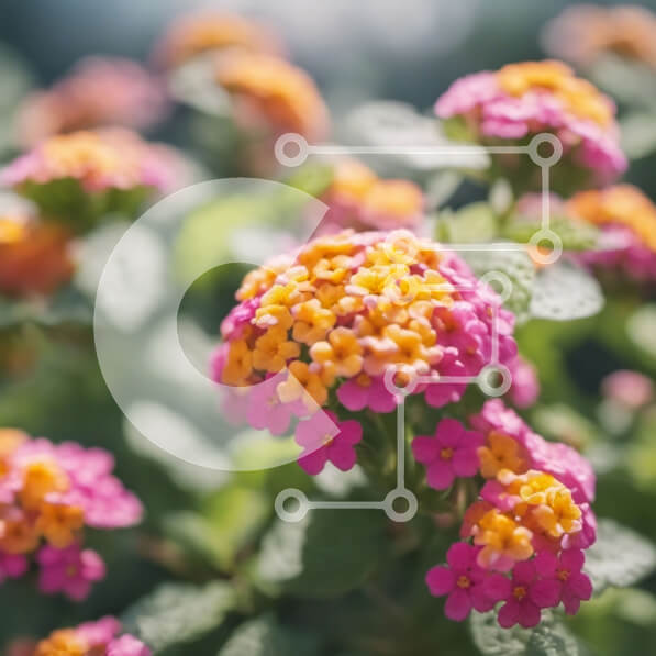 Intra Συλλεκτικό Ξύλινο Παζλ Plywood  4mm - Ζωντανά ροζ και κίτρινα λουλούδια σε έναν κήπο Σε Ξύλινο Κουτί - Διαστάσεις: 10x10 cm – 25 κομμάτια