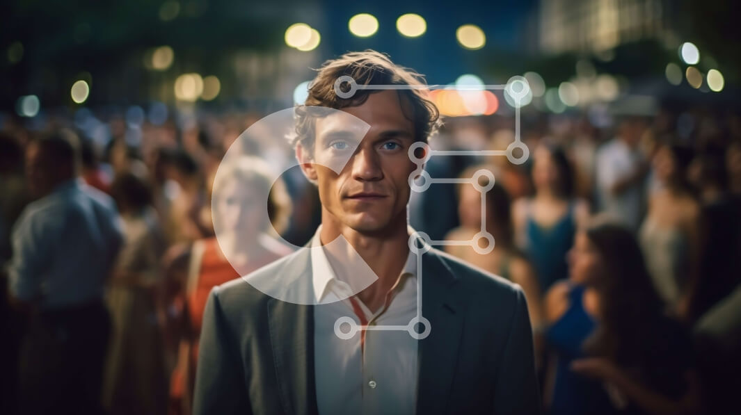 Intra Συλλεκτικό Ξύλινο Παζλ Plywood  4mm - Σοβαρός άνδρας με κοστούμι που οδηγεί ποικίλο πλήθος τη νύχτα Σε Ξύλινο Κουτί - Διαστάσεις Puzzle: 10x10 cm – 25 κομμάτια