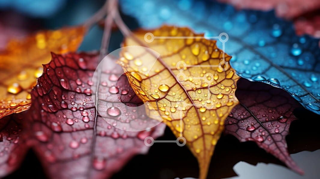 Intra Συλλεκτικό Ξύλινο Παζλ Plywood  4mm - Όμορφη εικόνα πολύχρωμων φύλλων με σταγονίδια νερού Σε Ξύλινο Κουτί - Διαστάσεις: 10x10 cm – 25 κομμάτια