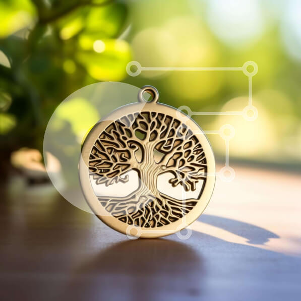 Σετ των 2 Intra Συλλεκτικό Ξύλινο Παζλ Plywood  4mm - Χρυσό μενταγιόν δέντρο της ζωής στο τραπέζι Σε Ξύλινο Κουτί - Διαστάσεις: 10x10 cm – 25 κομμάτια