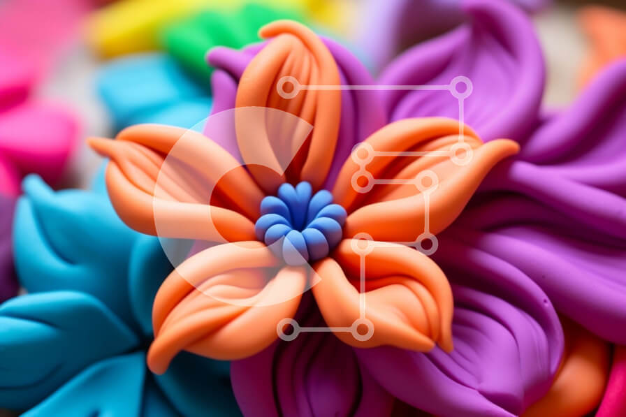 Intra Συλλεκτικό Ξύλινο Παζλ Plywood  4mm - Πολύχρωμο λουλούδι από πολυμερικό πηλό κινηματογράφηση σε πρώτο πλάνο Σε Ξύλινο Κουτί - Διαστάσεις: 10x10 cm – 25 κομμάτια