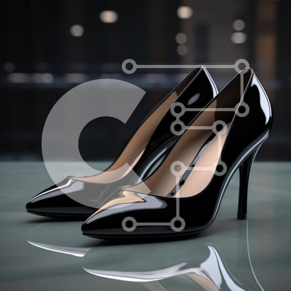 Σετ των 2 Intra Συλλεκτικό Ξύλινο Παζλ Plywood  4mm - Κομψά μαύρα ψηλοτάκουνα παπούτσια στην οθόνη Σε Ξύλινο Κουτί - Διαστάσεις: 10x10 cm – 25 κομμάτια