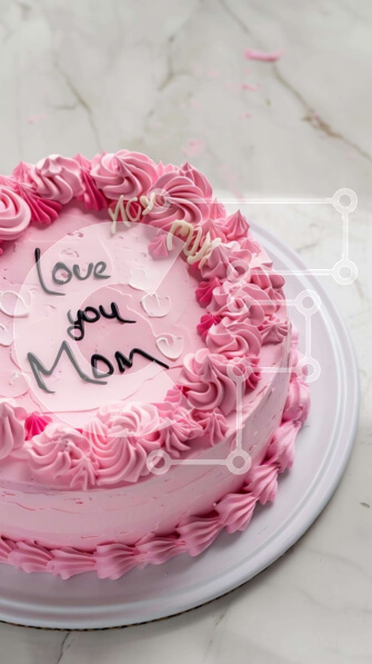 Intra Συλλεκτικό Ξύλινο Παζλ Plywood  4mm - Ροζ τούρτα «Love You Mom» για τη γιορτή της μητέρας Σε Ξύλινο Κουτί - Διαστάσεις: 10x10 cm – 25 κομμάτια