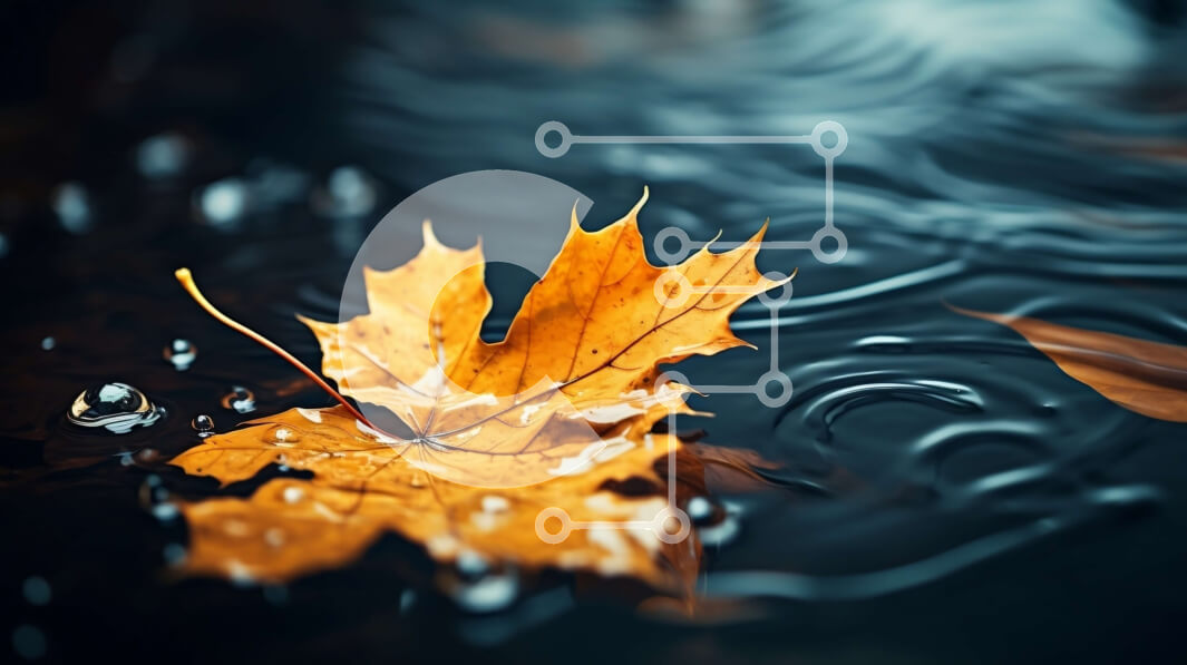 Intra Συλλεκτικό Ξύλινο Παζλ Plywood  4mm - Όμορφη εικόνα ενός ενιαίου κίτρινου φύλλου που επιπλέει στο νερό Σε Ξύλινο Κουτί - Διαστάσεις: 10x10 cm – 25 κομμάτια