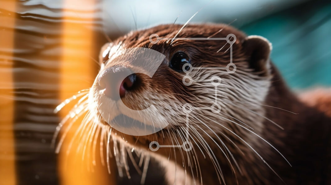 Σετ των 2 Intra Συλλεκτικό Ξύλινο Παζλ Plywood  4mm - Κοντινό πλάνο του προσώπου της βίδρας με καφέ γούνα και μουστάκια Σε Ξύλινο Κουτί - Διαστάσεις: 10x10 cm – 25 κομμάτια