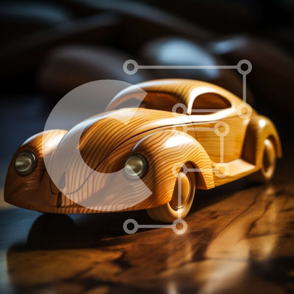 Intra Συλλεκτικό Ξύλινο Παζλ Plywood  4mm - Vintage ξύλινο αυτοκίνητο με κομψό σχέδιο σε ξύλινο τραπέζι Σε Ξύλινο Κουτί - Διαστάσεις: 10x10 cm – 25 κομμάτια