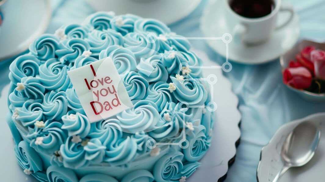 Σετ των 2 Intra Συλλεκτικό Ξύλινο Παζλ Plywood  4mm - Μπλε παγωμένο κέικ με την επιγραφή «Σ' αγαπώ μπαμπά». Σε Ξύλινο Κουτί - Διαστάσεις: 10x10 cm – 25 κομμάτια