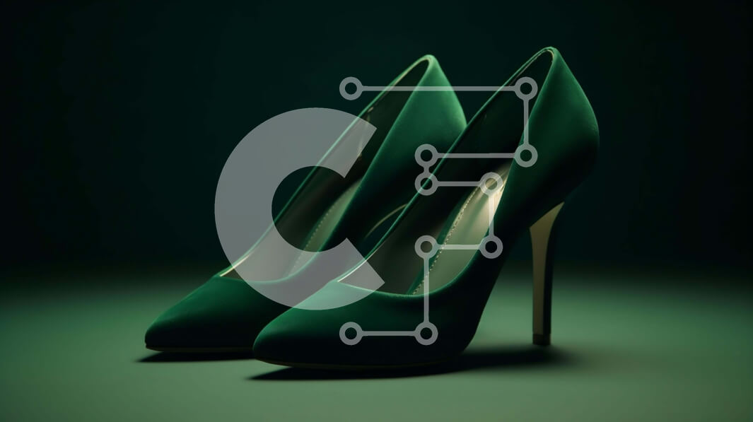 Intra Συλλεκτικό Ξύλινο Παζλ Plywood  4mm - Πράσινα ψηλοτάκουνα παπούτσια σε σκούρο φόντο Σε Ξύλινο Κουτί - Διαστάσεις Puzzle: 10x10 cm – 25 κομμάτια