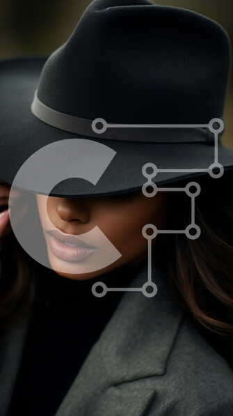 Intra Συλλεκτικό Ξύλινο Παζλ Plywood  4mm - Γυναίκα με μαύρο καπέλο και γκρι παλτό Σε Ξύλινο Κουτί - Διαστάσεις Puzzle: 10x10 cm – 25 κομμάτια