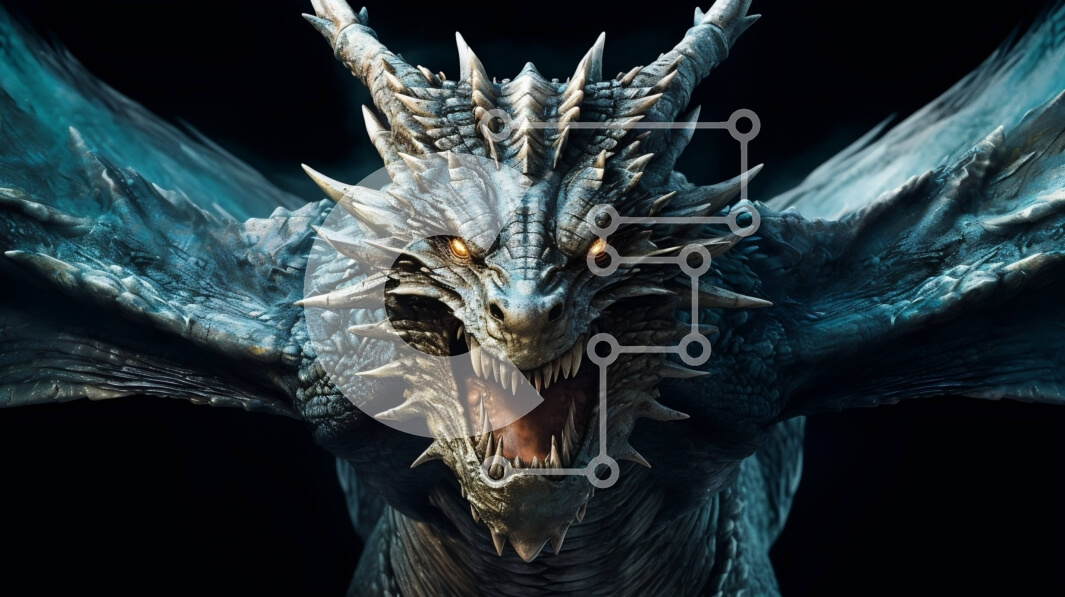 Intra Συλλεκτικό Ξύλινο Παζλ Plywood  4mm - Εκπληκτική εικόνα ενός μπλε δράκου με αιχμηρά δόντια και μεγάλα φτερά Σε Ξύλινο Κουτί - Διαστάσεις Puzzle: 10x10 cm – 25 κομμάτια