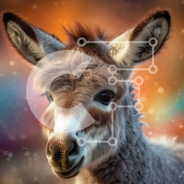 Intra Συλλεκτικό Ξύλινο Παζλ Plywood  4mm - Κοντινό πλάνο του προσώπου ενός γαϊδάρου με περίεργη έκφραση Σε Ξύλινο Κουτί - Διαστάσεις: 10x10 cm – 25 κομμάτια