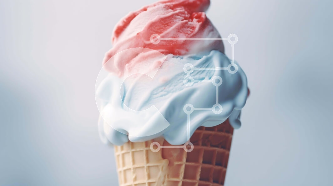 Σετ των 2 Intra Συλλεκτικό Ξύλινο Παζλ Plywood  4mm - Κοντινό πλάνο χωνάκι βάφλα παγωτού με κόκκινο, μπλε και λευκό γλάσο Σε Ξύλινο Κουτί - Διαστάσεις: 10x10 cm – 25 κομμάτια