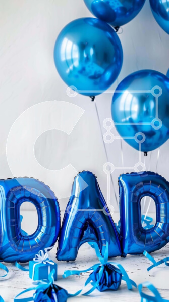 Intra Συλλεκτικό Ξύλινο Παζλ Plywood  4mm - Γιορτή της ημέρας του πατέρα με μπλε μπαλόνια και δώρα Σε Ξύλινο Κουτί - Διαστάσεις: 10x10 cm – 25 κομμάτια