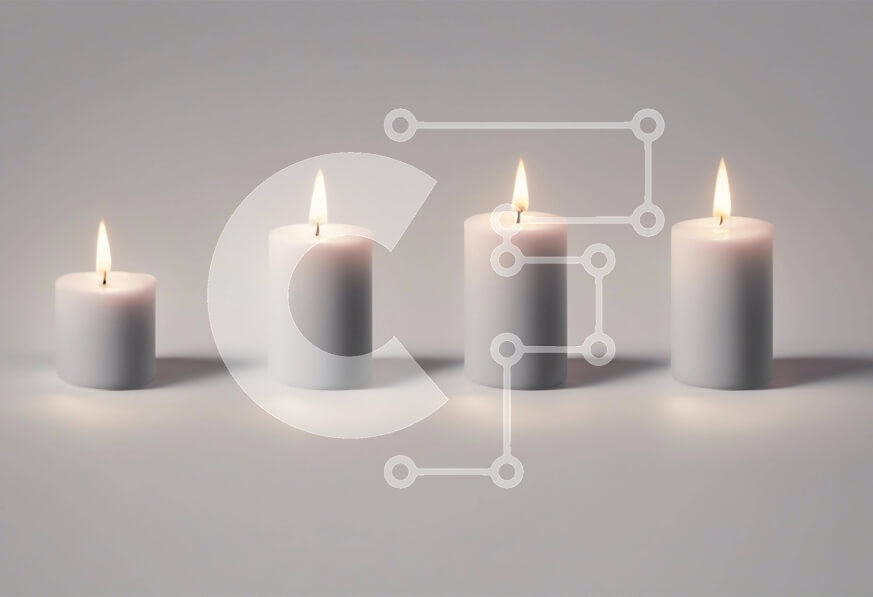 Intra Συλλεκτικό Ξύλινο Παζλ Plywood  4mm - Ομάδα αναμμένων λευκών κεριών σε εκρού φόντο Σε Ξύλινο Κουτί - Διαστάσεις Puzzle: 10x10 cm – 25 κομμάτια