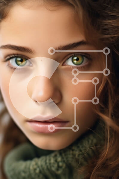 Intra Συλλεκτικό Ξύλινο Παζλ Plywood  4mm - Όμορφο πορτρέτο μιας γυναίκας με σγουρά μαλλιά και πράσινα μάτια Σε Ξύλινο Κουτί - Διαστάσεις Puzzle: 10x10 cm – 25 κομμάτια