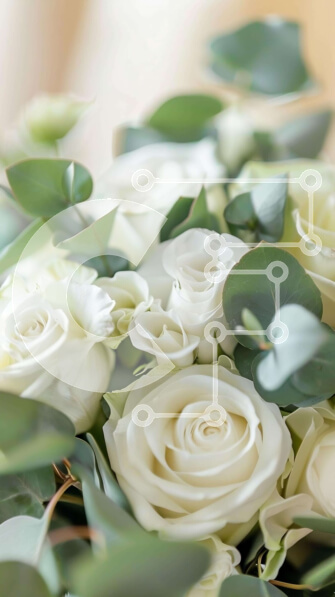 Σετ των 2 Intra Συλλεκτικό Ξύλινο Παζλ Plywood  4mm - Floral σύνθεση με λευκά τριαντάφυλλα και πράσινα φύλλα Σε Ξύλινο Κουτί - Διαστάσεις: 10x10 cm – 25 κομμάτια