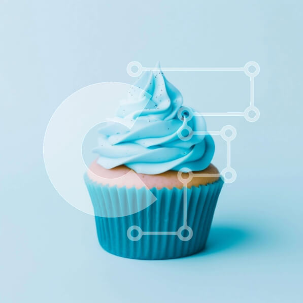 Σετ των 2 Intra Συλλεκτικό Ξύλινο Παζλ Plywood  4mm - Μπλε παγωμένο Cupcake σε γαλάζιο φόντο Σε Ξύλινο Κουτί - Διαστάσεις: 10x10 cm – 25 κομμάτια