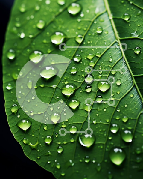 Σετ των 2 Intra Συλλεκτικό Ξύλινο Παζλ Plywood  4mm - Κοντινό πλάνο ενός φύλλου με σταγονίδια νερού Σε Ξύλινο Κουτί - Διαστάσεις: 10x10 cm – 25 κομμάτια