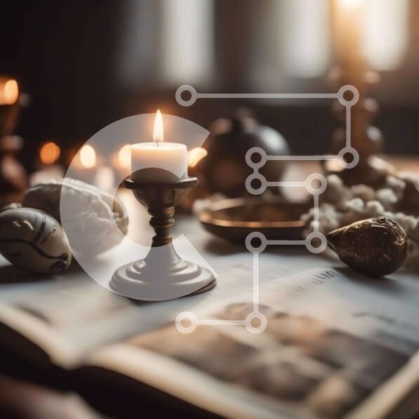 Intra Συλλεκτικό Ξύλινο Παζλ Plywood  4mm - Ανοιχτό βιβλίο με κερί και διακοσμητικά στοιχεία Σε Ξύλινο Κουτί - Διαστάσεις Puzzle: 10x10 cm – 25 κομμάτια