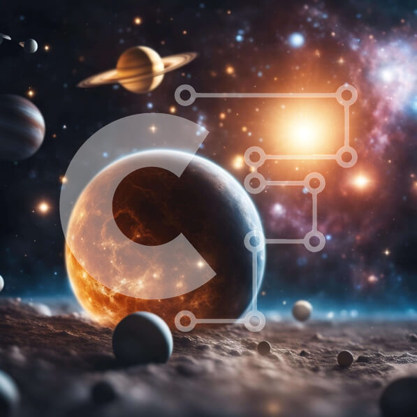 Intra Συλλεκτικό Ξύλινο Παζλ Plywood  4mm - Διαστημική σκηνή με πλανήτες, φεγγάρια και εξωγήινο αντικείμενο Σε Ξύλινο Κουτί - Διαστάσεις Puzzle: 10x10 cm – 25 κομμάτια