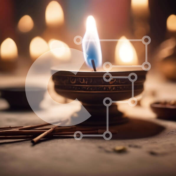 Intra Συλλεκτικό Ξύλινο Παζλ Plywood  4mm - Αναμμένο κερί θυμιάματος για διαλογισμό και πνευματικότητα Σε Ξύλινο Κουτί - Διαστάσεις Puzzle: 10x10 cm – 25 κομμάτια