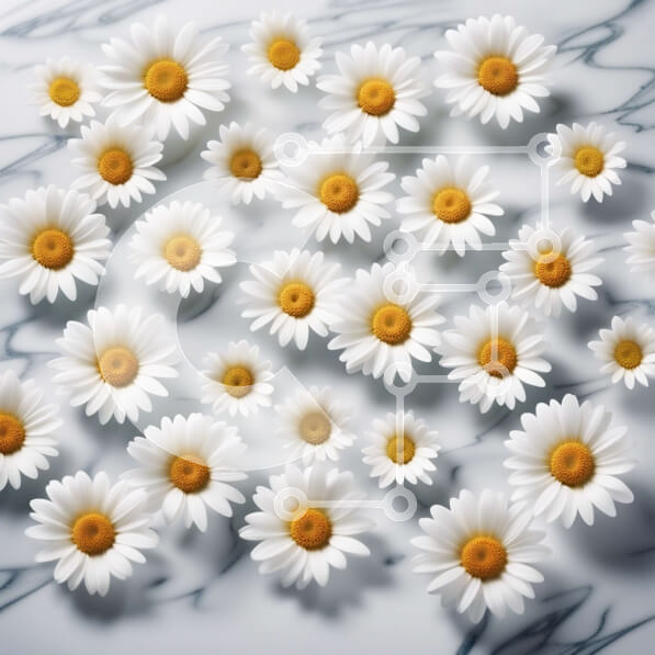 Intra Συλλεκτικό Ξύλινο Παζλ Plywood  4mm - Όμορφη εικόνα λευκών μαργαριτών σε μαρμάρινη επιφάνεια Σε Ξύλινο Κουτί - Διαστάσεις: 10x10 cm – 25 κομμάτια