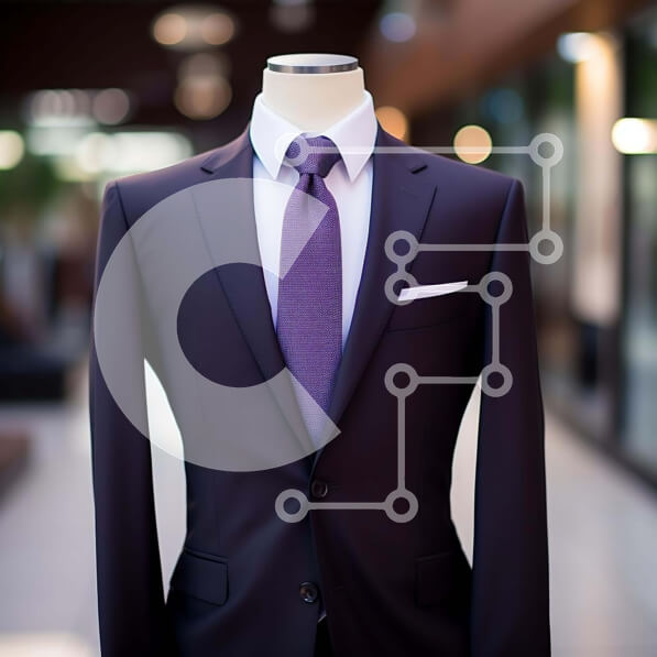 Σετ των 2 Intra Συλλεκτικό Ξύλινο Παζλ Plywood  4mm - Κοστούμι μανεκέν και μωβ γραβάτα στην οθόνη Σε Ξύλινο Κουτί - Διαστάσεις: 10x10 cm – 25 κομμάτια