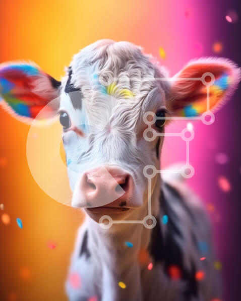 Σετ των 2 Intra Συλλεκτικό Ξύλινο Παζλ Plywood  4mm - Πολύχρωμο μοσχαράκι σε ζωντανό φόντο Σε Ξύλινο Κουτί - Διαστάσεις: 10x10 cm – 25 κομμάτια