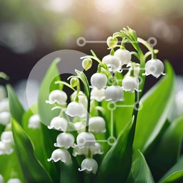 Intra Συλλεκτικό Ξύλινο Παζλ Plywood  4mm - Ανθισμένα λουλούδια κρίνου της κοιλάδας σε πράσινο φόντο Σε Ξύλινο Κουτί - Διαστάσεις: 10x10 cm – 25 κομμάτια